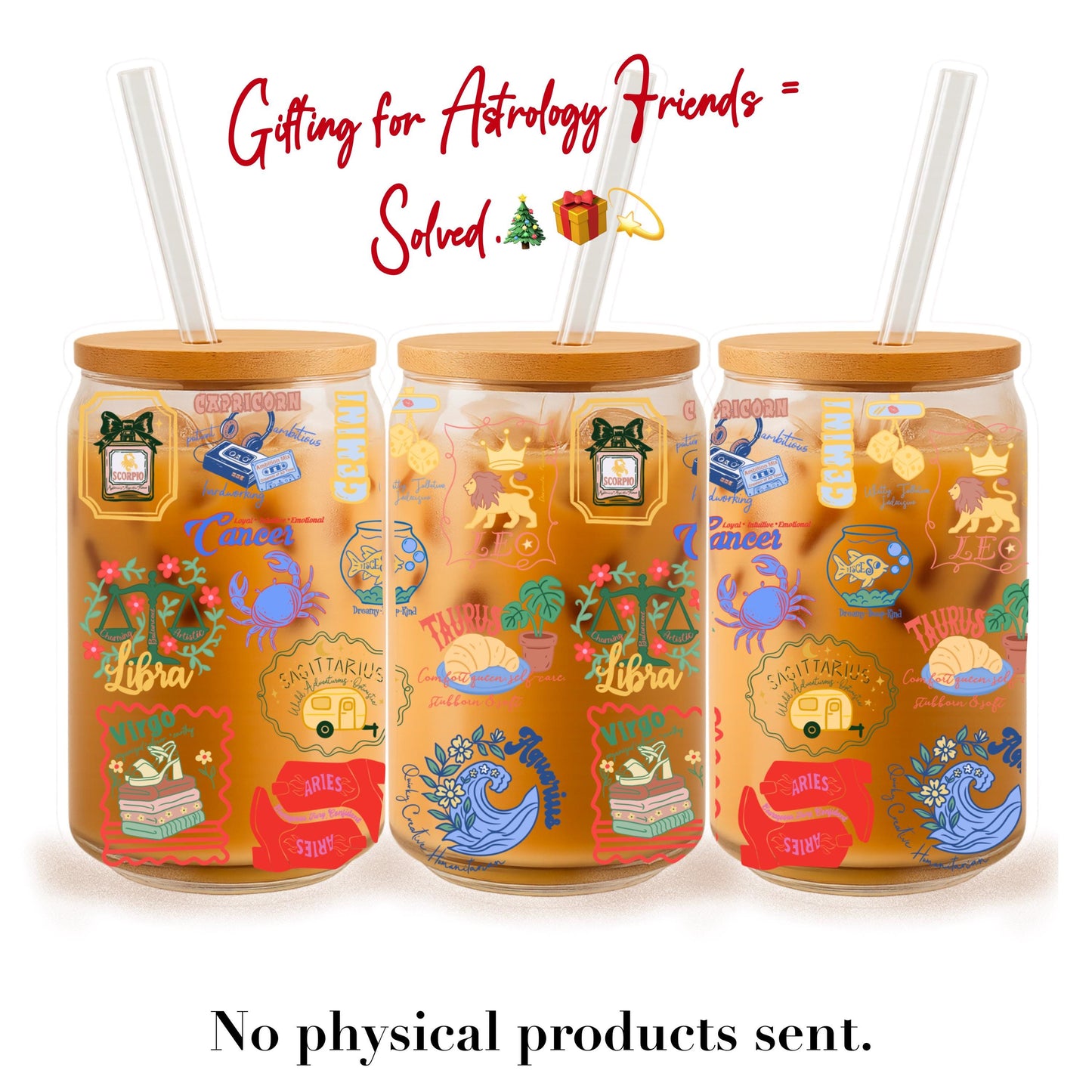 Boho Zodiac Cup Wrap | Hand Drawn Astrology PNG (Digital Download)