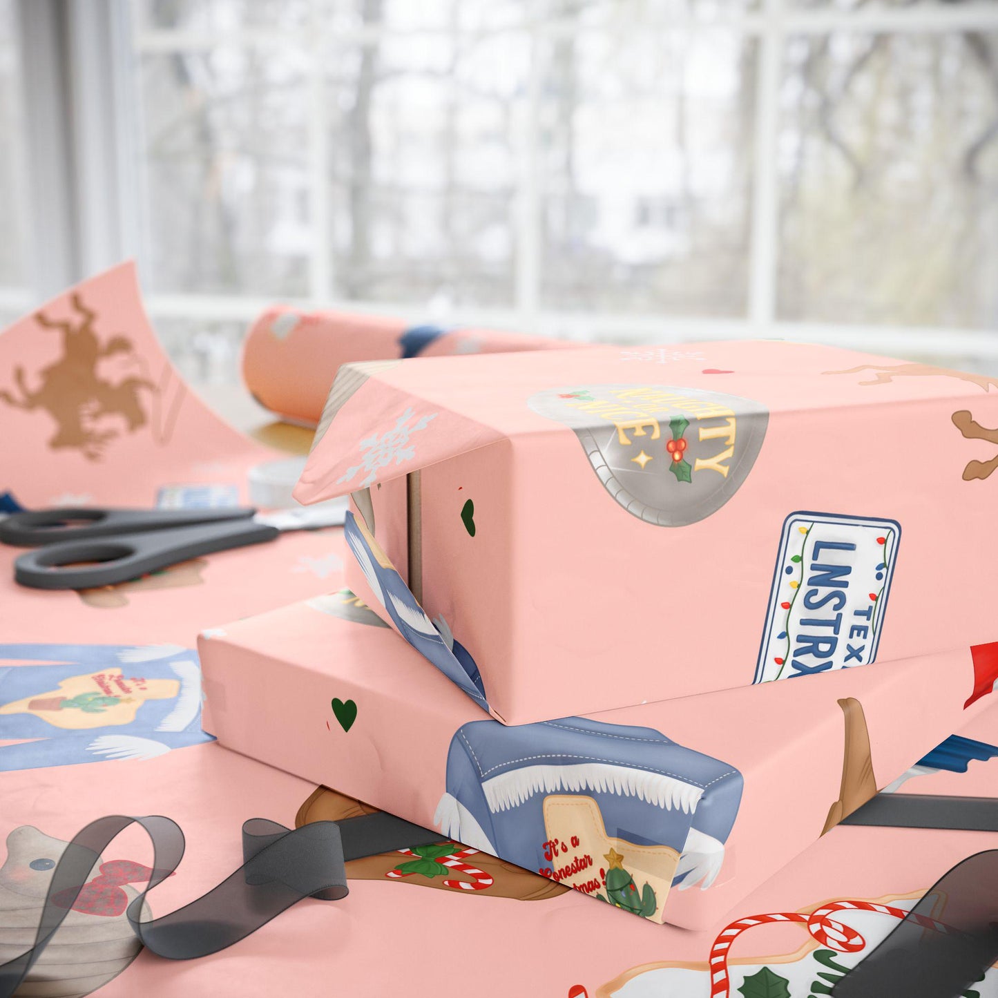 Texas-Themed Wrapping Paper for Gifting, Holiday Wrap, Cowboy Decor, Birthday and Christmas Gift Wrap, Festive Decoration