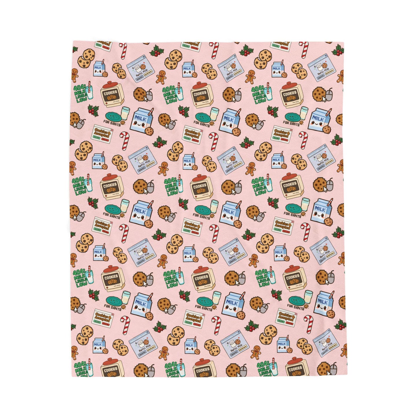 Cookie-Themed Velveteen Plush Blanket, Holiday Snuggle Throw