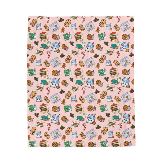 Cookie-Themed Velveteen Plush Blanket, Holiday Snuggle Throw