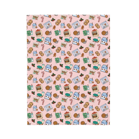 Cookie-Themed Velveteen Plush Blanket, Holiday Snuggle Throw