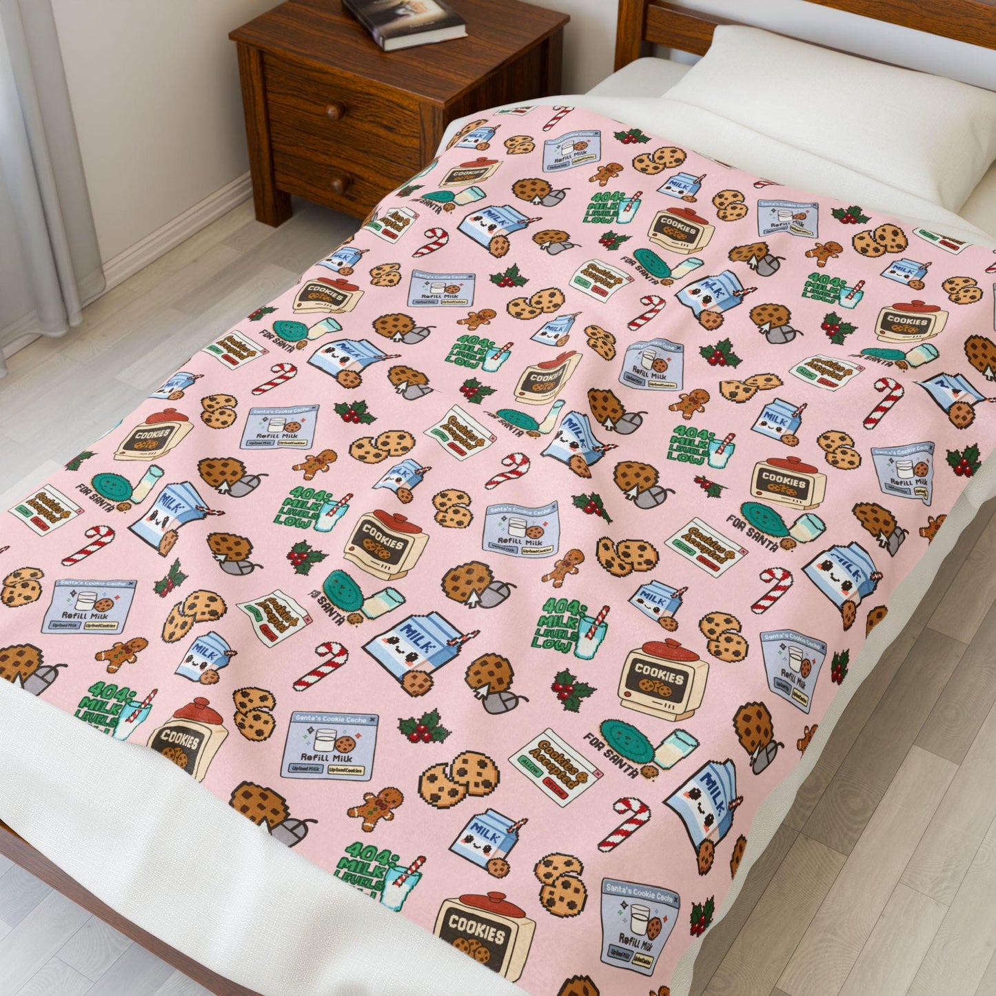 Cookie-Themed Velveteen Plush Blanket, Holiday Snuggle Throw